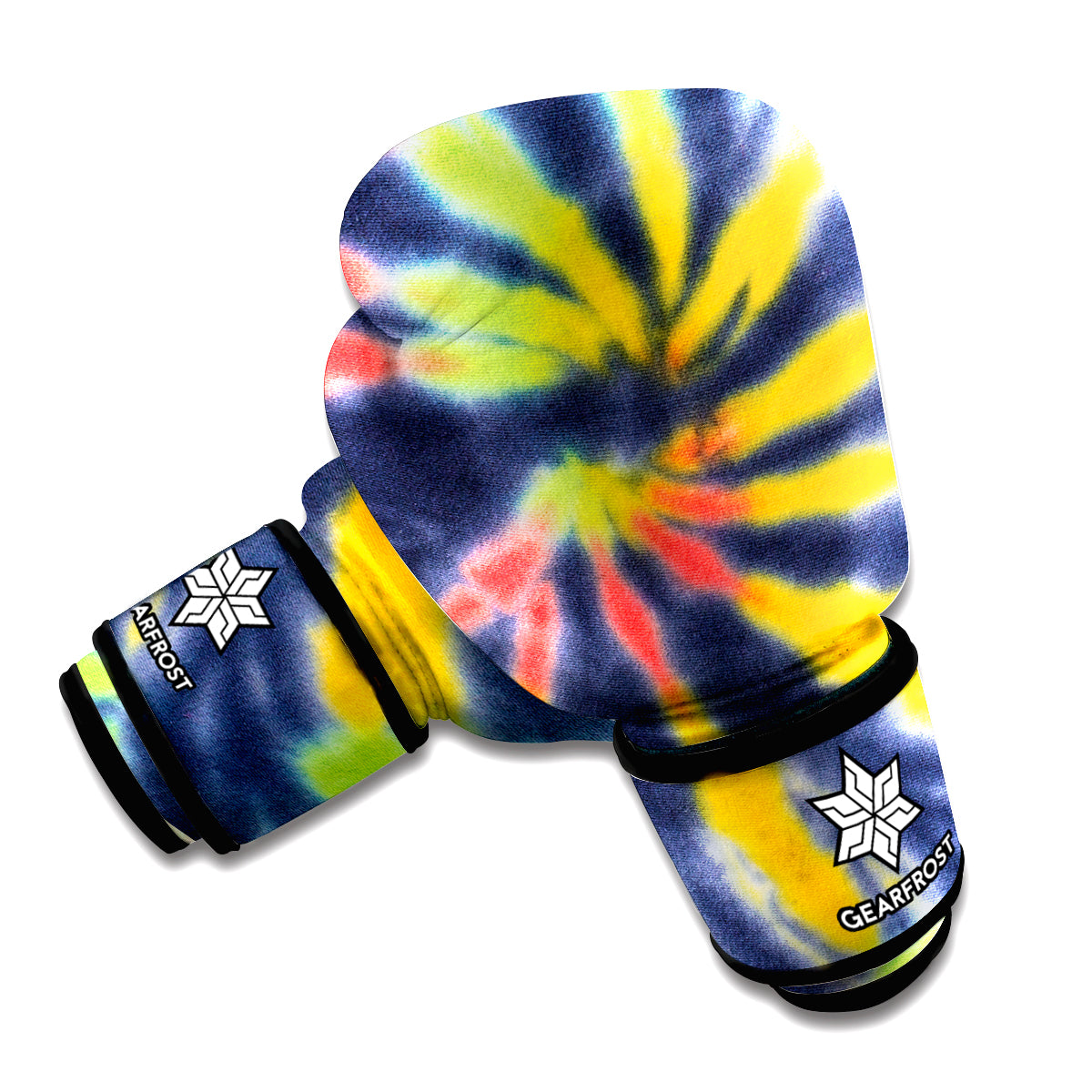 Black Backed Spiral Tie Dye Print Boxing Gloves