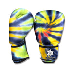 Black Backed Spiral Tie Dye Print Boxing Gloves
