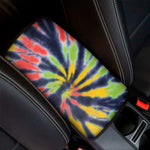Black Backed Spiral Tie Dye Print Car Center Console Cover