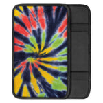 Black Backed Spiral Tie Dye Print Car Center Console Cover