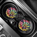 Black Backed Spiral Tie Dye Print Car Coasters