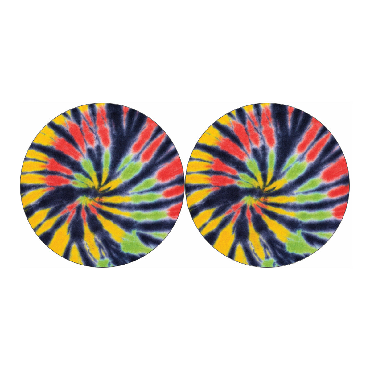Black Backed Spiral Tie Dye Print Car Coasters