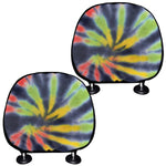 Black Backed Spiral Tie Dye Print Car Headrest Covers