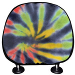 Black Backed Spiral Tie Dye Print Car Headrest Covers
