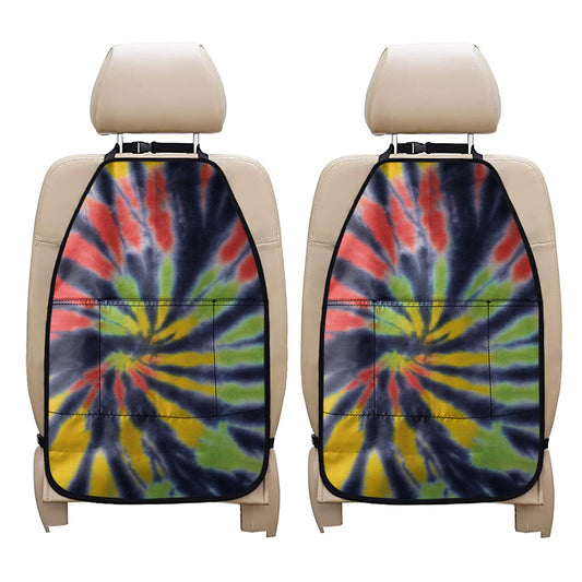 Black Backed Spiral Tie Dye Print Car Seat Organizers