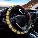 Black Backed Spiral Tie Dye Print Car Steering Wheel Cover