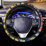 Black Backed Spiral Tie Dye Print Car Steering Wheel Cover