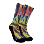 Black Backed Spiral Tie Dye Print Crew Socks