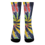 Black Backed Spiral Tie Dye Print Crew Socks