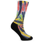 Black Backed Spiral Tie Dye Print Crew Socks