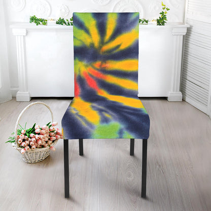Black Backed Spiral Tie Dye Print Dining Chair Slipcover