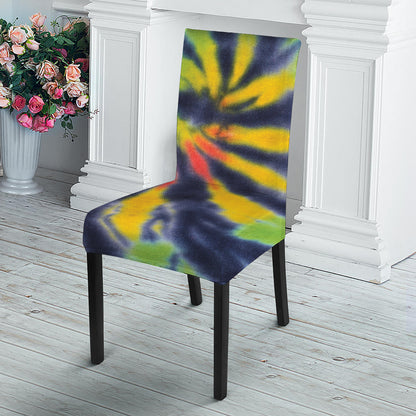 Black Backed Spiral Tie Dye Print Dining Chair Slipcover