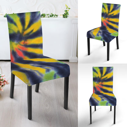 Black Backed Spiral Tie Dye Print Dining Chair Slipcover
