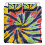 Black Backed Spiral Tie Dye Print Duvet Cover Bedding Set