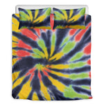 Black Backed Spiral Tie Dye Print Duvet Cover Bedding Set
