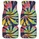 Black Backed Spiral Tie Dye Print Front and Back Car Floor Mats