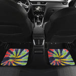 Black Backed Spiral Tie Dye Print Front and Back Car Floor Mats