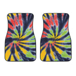Black Backed Spiral Tie Dye Print Front Car Floor Mats