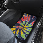 Black Backed Spiral Tie Dye Print Front Car Floor Mats