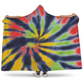 Black Backed Spiral Tie Dye Print Hooded Blanket