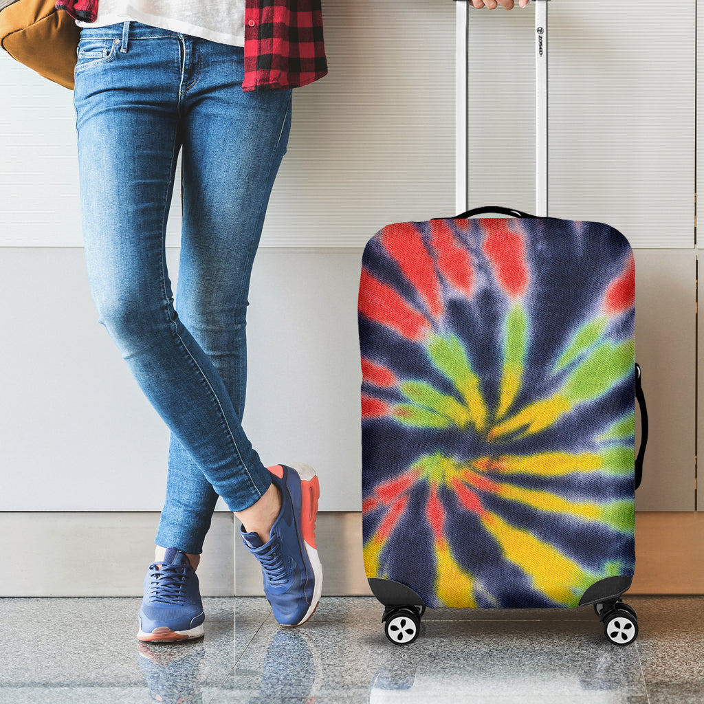 Black Backed Spiral Tie Dye Print Luggage Cover