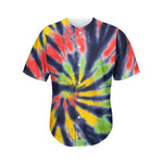 Black Backed Spiral Tie Dye Print Men's Baseball Jersey