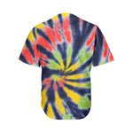 Black Backed Spiral Tie Dye Print Men's Baseball Jersey