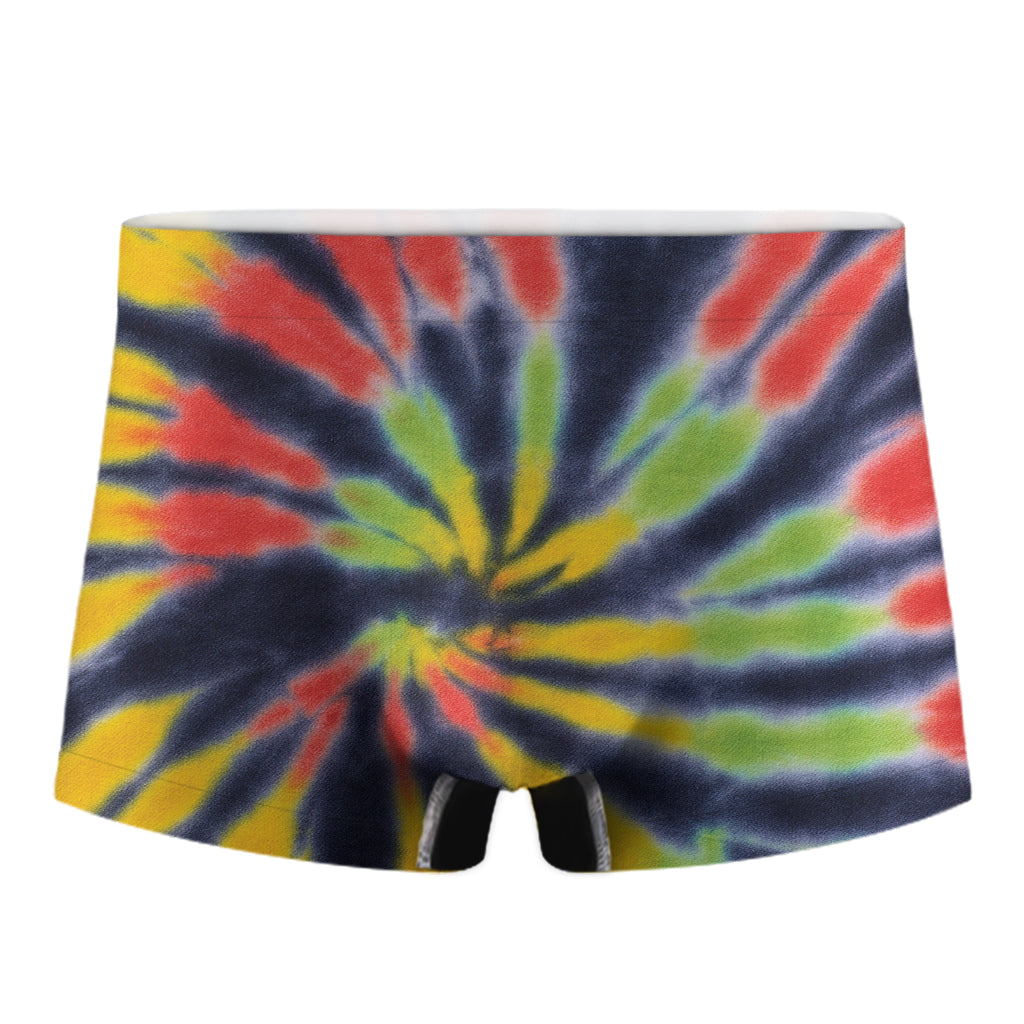 Black Backed Spiral Tie Dye Print Men's Boxer Briefs