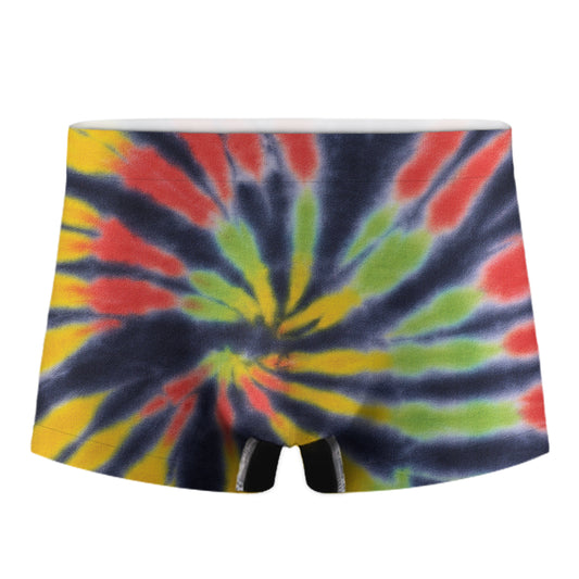 Black Backed Spiral Tie Dye Print Men's Boxer Briefs