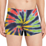 Black Backed Spiral Tie Dye Print Men's Boxer Briefs