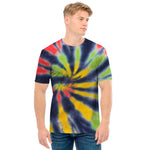 Black Backed Spiral Tie Dye Print Men's T-Shirt