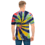 Black Backed Spiral Tie Dye Print Men's T-Shirt