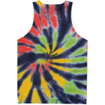 Black Backed Spiral Tie Dye Print Men's Tank Top