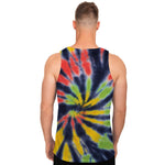 Black Backed Spiral Tie Dye Print Men's Tank Top
