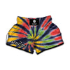 Black Backed Spiral Tie Dye Print Muay Thai Boxing Shorts