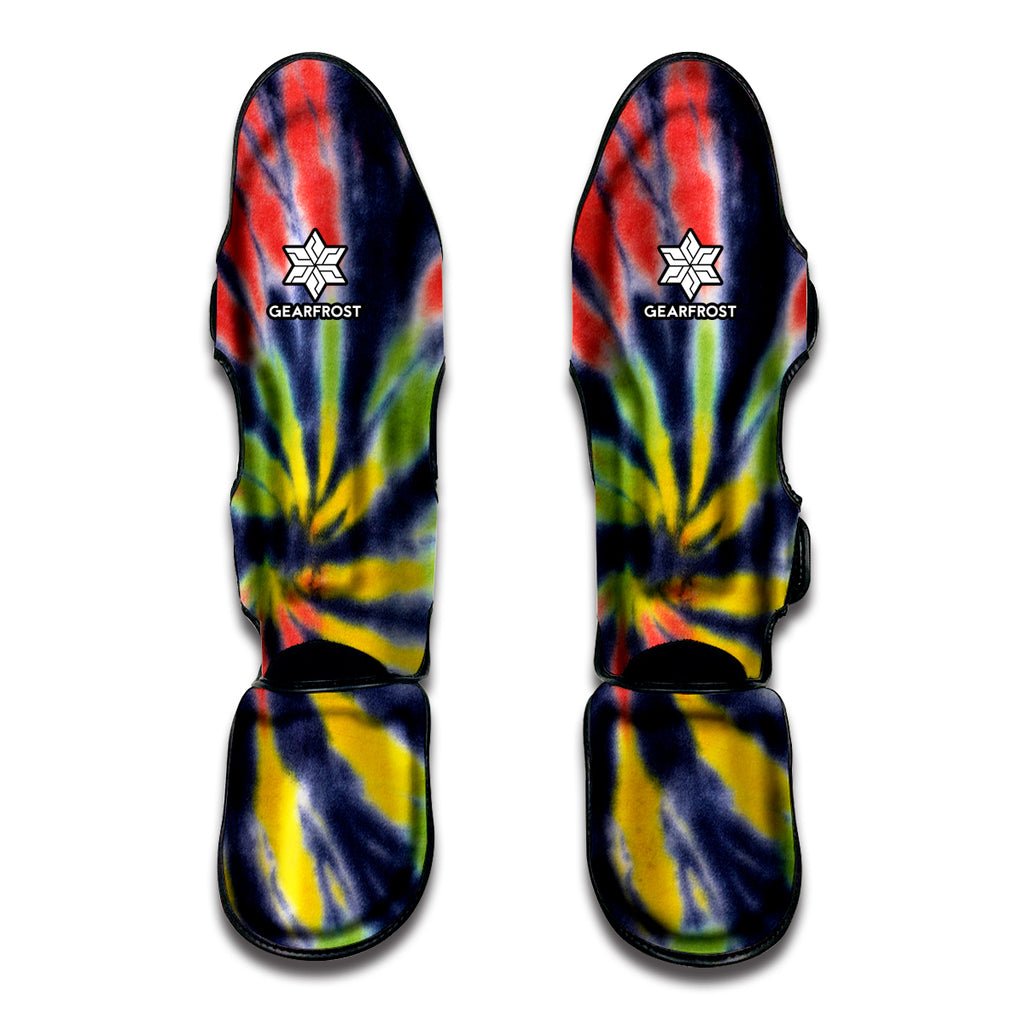 Black Backed Spiral Tie Dye Print Muay Thai Shin Guard