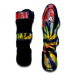 Black Backed Spiral Tie Dye Print Muay Thai Shin Guard