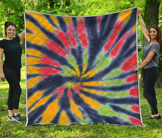 Black Backed Spiral Tie Dye Print Quilt