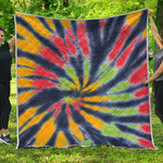 Black Backed Spiral Tie Dye Print Quilt
