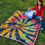 Black Backed Spiral Tie Dye Print Quilt