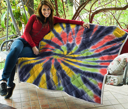Black Backed Spiral Tie Dye Print Quilt