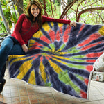 Black Backed Spiral Tie Dye Print Quilt