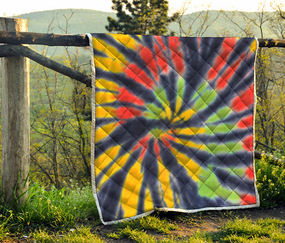 Black Backed Spiral Tie Dye Print Quilt