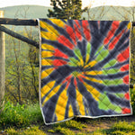 Black Backed Spiral Tie Dye Print Quilt