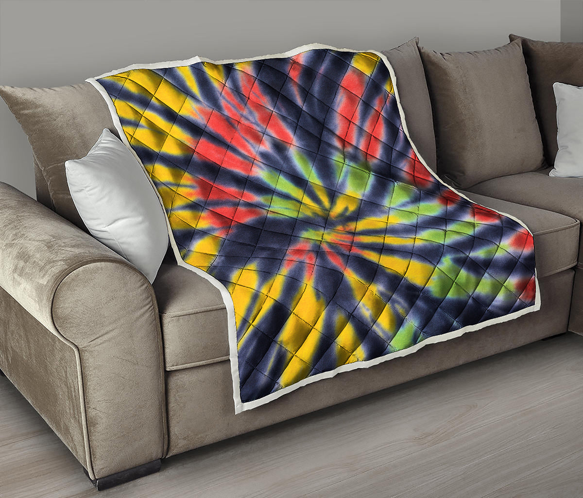 Black Backed Spiral Tie Dye Print Quilt