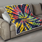 Black Backed Spiral Tie Dye Print Quilt
