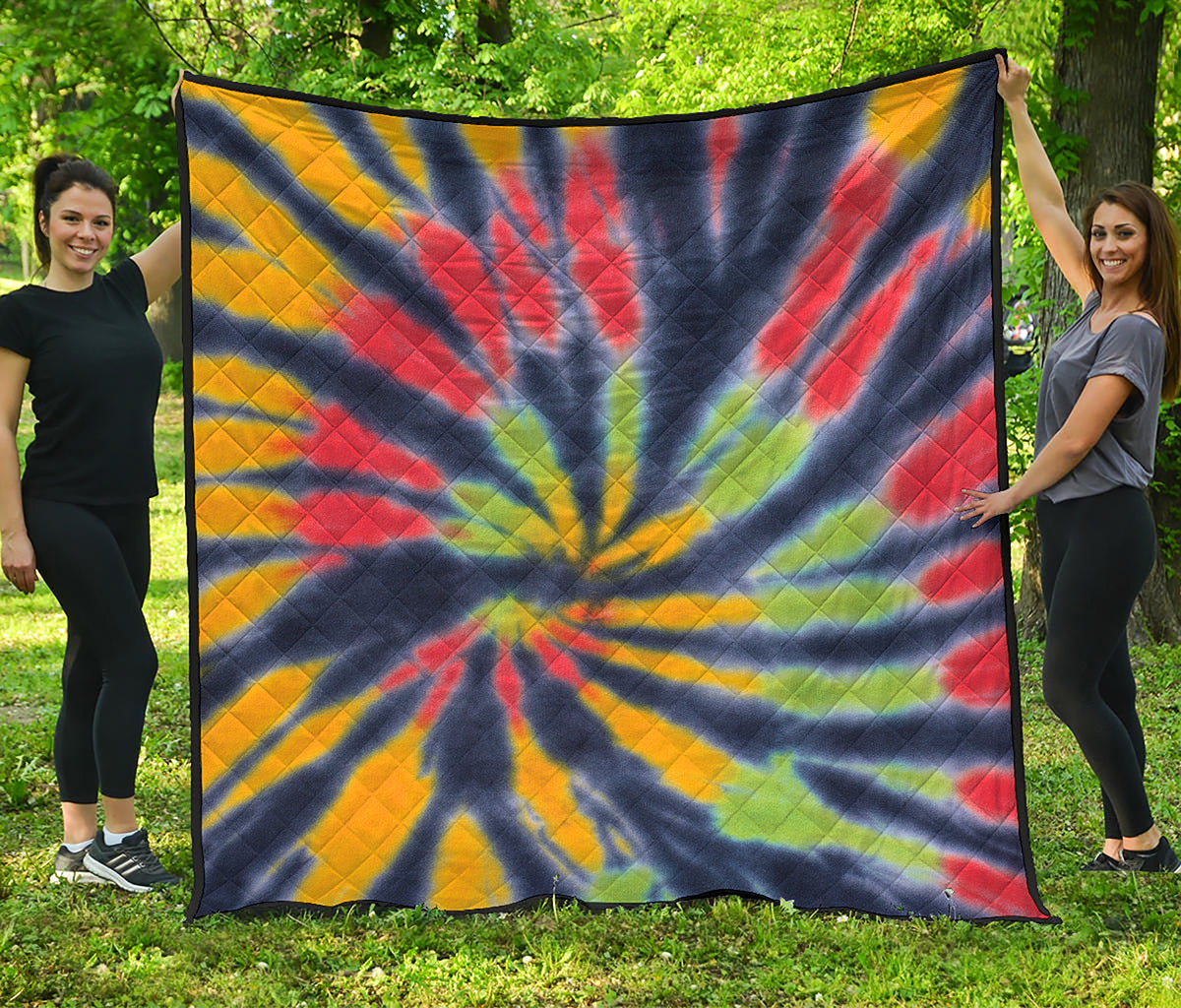 Black Backed Spiral Tie Dye Print Quilt