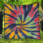 Black Backed Spiral Tie Dye Print Quilt