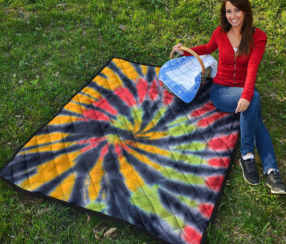 Black Backed Spiral Tie Dye Print Quilt