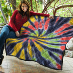 Black Backed Spiral Tie Dye Print Quilt